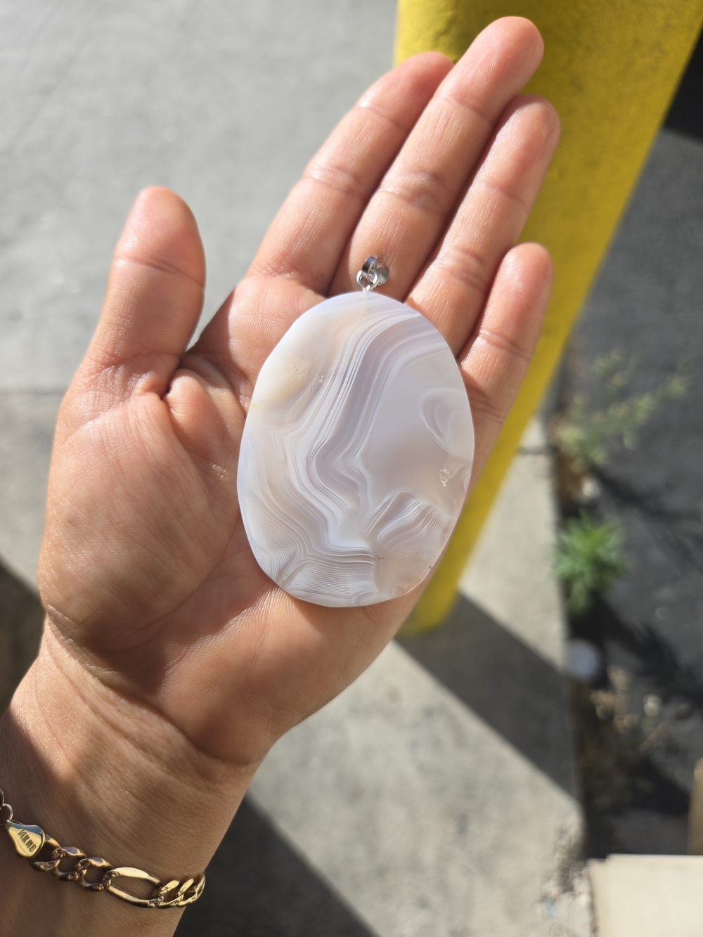 Large Natural Banded Agate Pendant